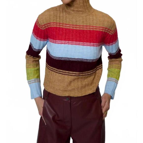 NEW CENTRAL PARK WEST marley ribbed gradient stripe tee in multi-color